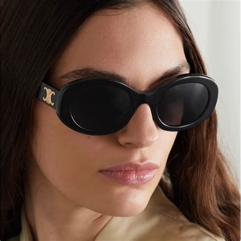 celine triomphe metal sunglasses|Celine triomphe 52mm oval sunglasses.